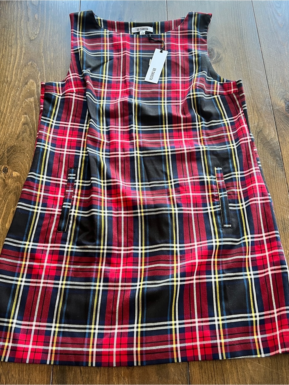 BB Dakota Red Plaid Jumper Dress-large